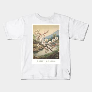 Vintage Retro Cherry Blossom Art Japan Kids T-Shirt